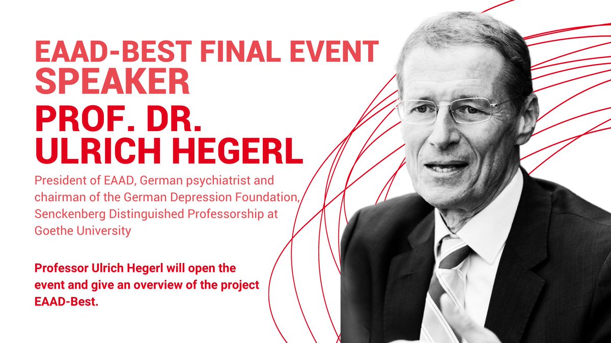 EAAD-Best (@eaad_best) on Twitter photo Professor Ulrich Hegerl- German psychiatrist and president of EAAD will open our Final Event and give an overview of the project EAAD-Best. Join us in Brussels and register to attend here: eaad-best.eu/final-event/
<a href="/EU_HaDEA/">HaDEA</a> <a href="/EU_Health/">EU One Health</a> Professor Ulrich Hegerl- German psychiatrist and president of EAAD will open our Final Event and give an overview of the project EAAD-Best. Join us in Brussels and register to attend here: eaad-best.eu/final-event/
<a href="/EU_HaDEA/">HaDEA</a> <a href="/EU_Health/">EU One Health</a>