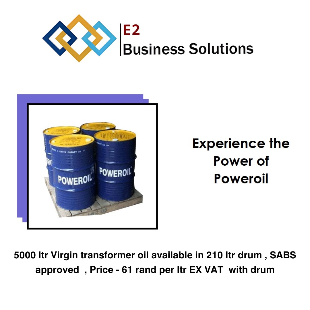 e2_business's tweet image. Explore excellence with our Power Oil - SABS-approved Virgin Transformer Oil, 5000 liters in 210L drums priced at 61 rand per liter EX VAT, drum included.
#PowerOilTech #HydraulicInnovation #PneumaticSolutions #E2Business #SouthAfricaIndustry #OilandGasTech #FluidPower #janatics