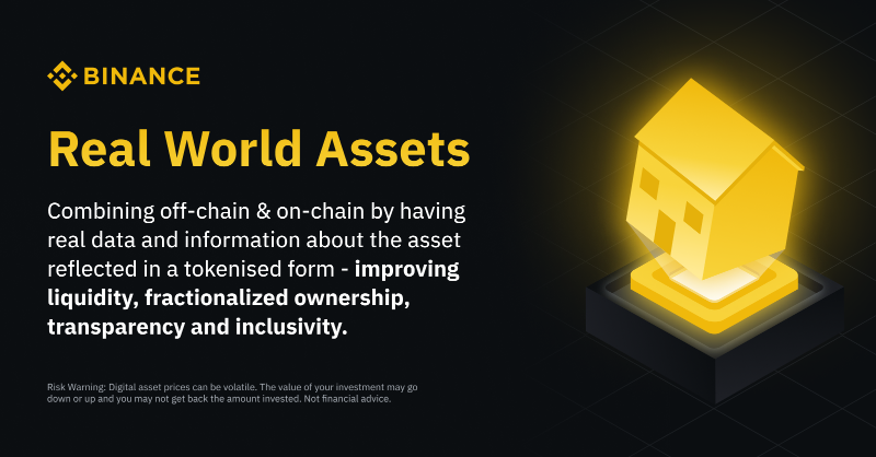 binance's tweet photo. Bringing real world assets on-chain.

The tokenisation of RWAs is becoming a growing trend due to the various benefits.

Here's what you need to know 👇