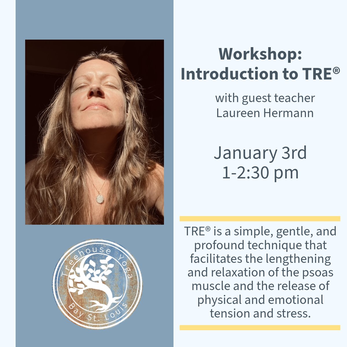 New Workshop on TRE is happening on January 3rd. Learn more and register at 

treehouseyoga.punchpass.com/classes/146703…