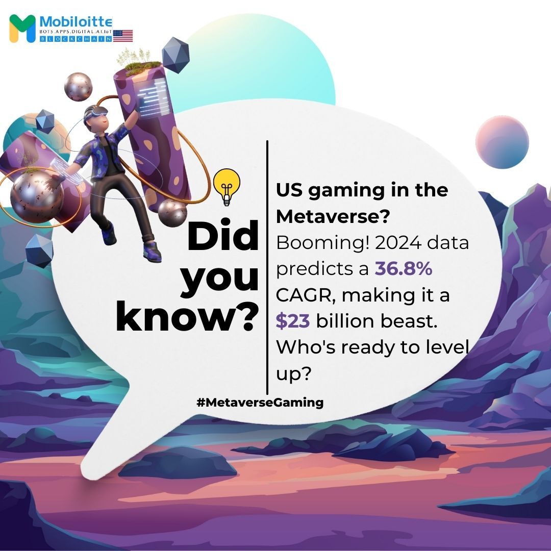 MobiloitteUS's tweet photo. USA's Metaverse Gaming Explodes 36.8% CAGR to a $23B Monster by 2024! Who's ditching N00b status &amp; conquering the digital frontier? 

https://t.co/vFeNK8yUKZ

#MetaverseGang #VRDomination #GameChanger https://t.co/x8LLn3iKfq
