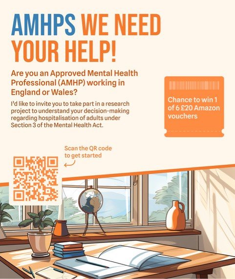 Call for AMHPs to take part in an interesting research project here. Link takes you to the information sheet. A really sound evidence base for AMHPs starting to emerge! #AMHPResearch @AmhpLeadsNet @jaymand1 @kateblakeholmes psytoolkit.org/c/3.4.6/survey…