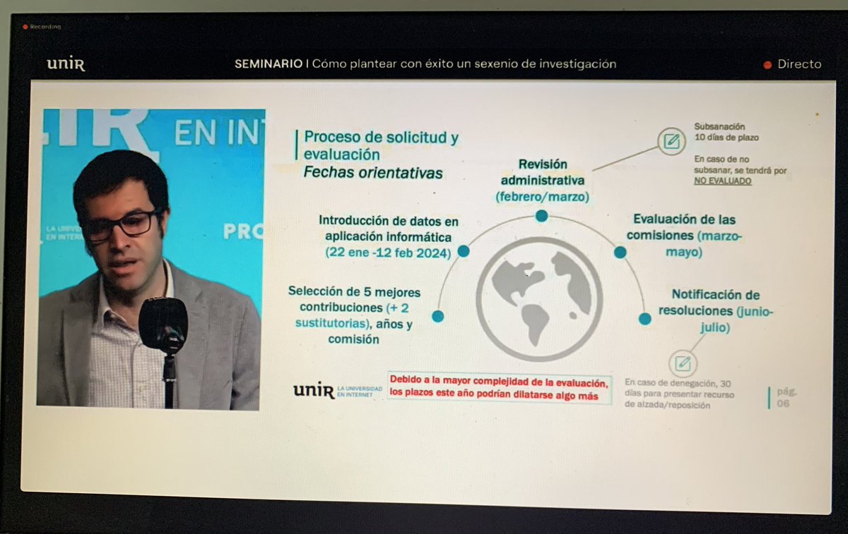 💡 Enhorabuena y gracias a <a href="/acabezas/">Álvaro Cabezas</a>, Dir. del Servicio de Incentivación de la Calidad de la Investigación de <a href="/UNIRuniversidad/">Universidad Internacional de La Rioja (UNIR)</a> por el seminario sobre cómo plantear con éxito un sexenio de investigación.
Dos horas valiosísimas (que supieron a poco)👏🏼👏🏼👏🏼👏🏼
