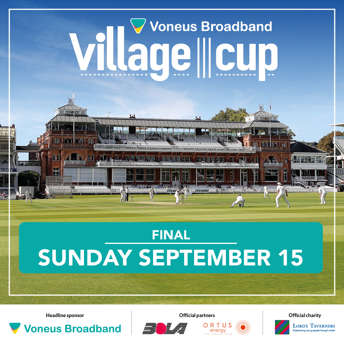 Date for your diary...

The 2024 <a href="/voneusbroadband/">Voneus</a> Village Cup final will take place at Lord's on Sunday, September 15. 

Will your club be there?

#NVC24 | <a href="/lydiagreenway/">Lydia Greenway</a>