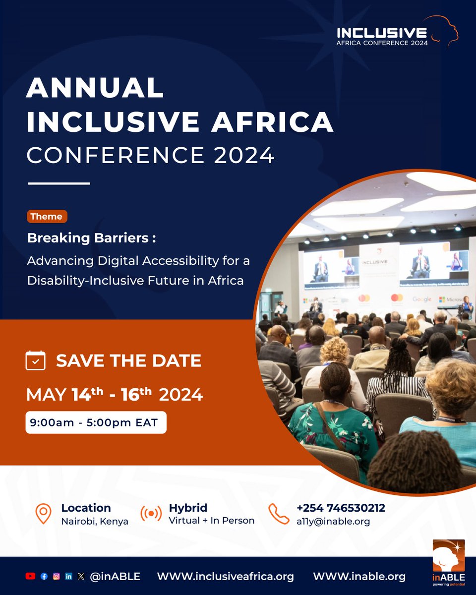 Join us at #InclusiveAfrica2024 from May 14th to May 16th, 2023, in Kenya, as we break down barriers & advance digital accessibility for a disability-inclusive future in #Africa. 🙂 Visit inclusiveafrica.org to learn more. @IreneKirika2 @JSupercharge #Disability