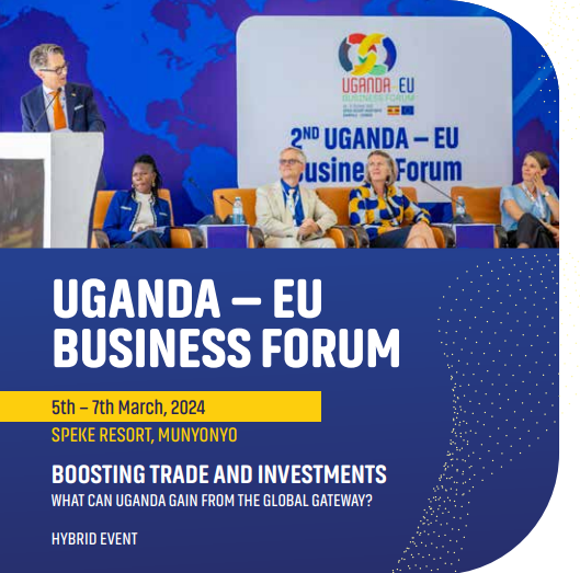 The countdown to the Uganda-EU Business Forum 2024 has begun! 🗓️ 5th - 7th of March 📍 Speke Resort, Munyonyo Join the dynamic hybrid event 👉 ugandaeuropebusinessforum.com The business forum 'Boosting Trade and Investments' is organised by the @EUinUG, @PSF_Uganda & Gov of #Uganda