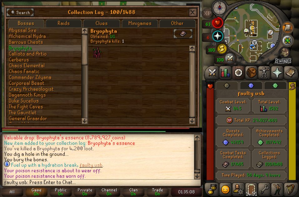 +Ahrim's Staff [8th Barrows Chest]
+Bryophyta's Essence [1 Kill]
#osrs