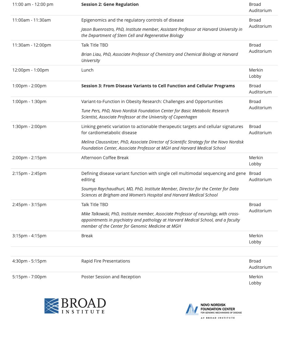 Extremely excited to open the registration for the 2nd Annual Variant to Function Symposium hosted by the @novonordiskfond Center @broadinstitute co-Chaired by @MelinaClaussnit. A stellar (!!) lineup of speakers & virtual+physical attendance. Please share! broadinstitute.swoogo.com/V2F