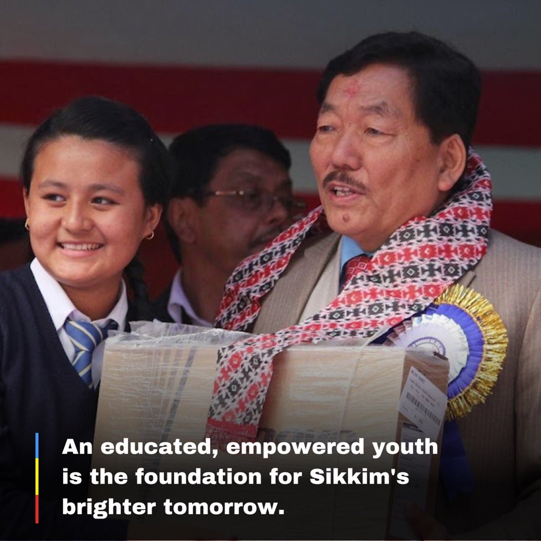 PawanKChamling's tweet photo. Education has been my driving force to nurture Sikkim's future. As a leader, I envisioned an accessible education system where no child is left behind. We dedicated 20% of the state's budget to make quality learning every child's right. https://t.co/NszmNfk4TF