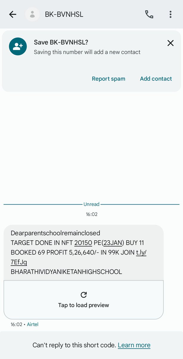 Yeh toh had hai, sharemarket spammers using school handles to send sms to trap users.