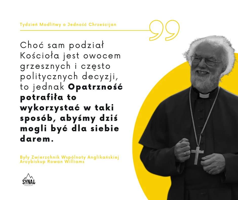 SynajTV's tweet photo. Boska Opatrzność na szczęście nigdy nie pozostawia nas samym sobie. Dzisiaj dawne błędy wykorzystane przez Boga stają się powodem do szukania w innych chrześcijanach darów.😇💛

#TydzieńJedności https://t.co/1iPlWHRBof