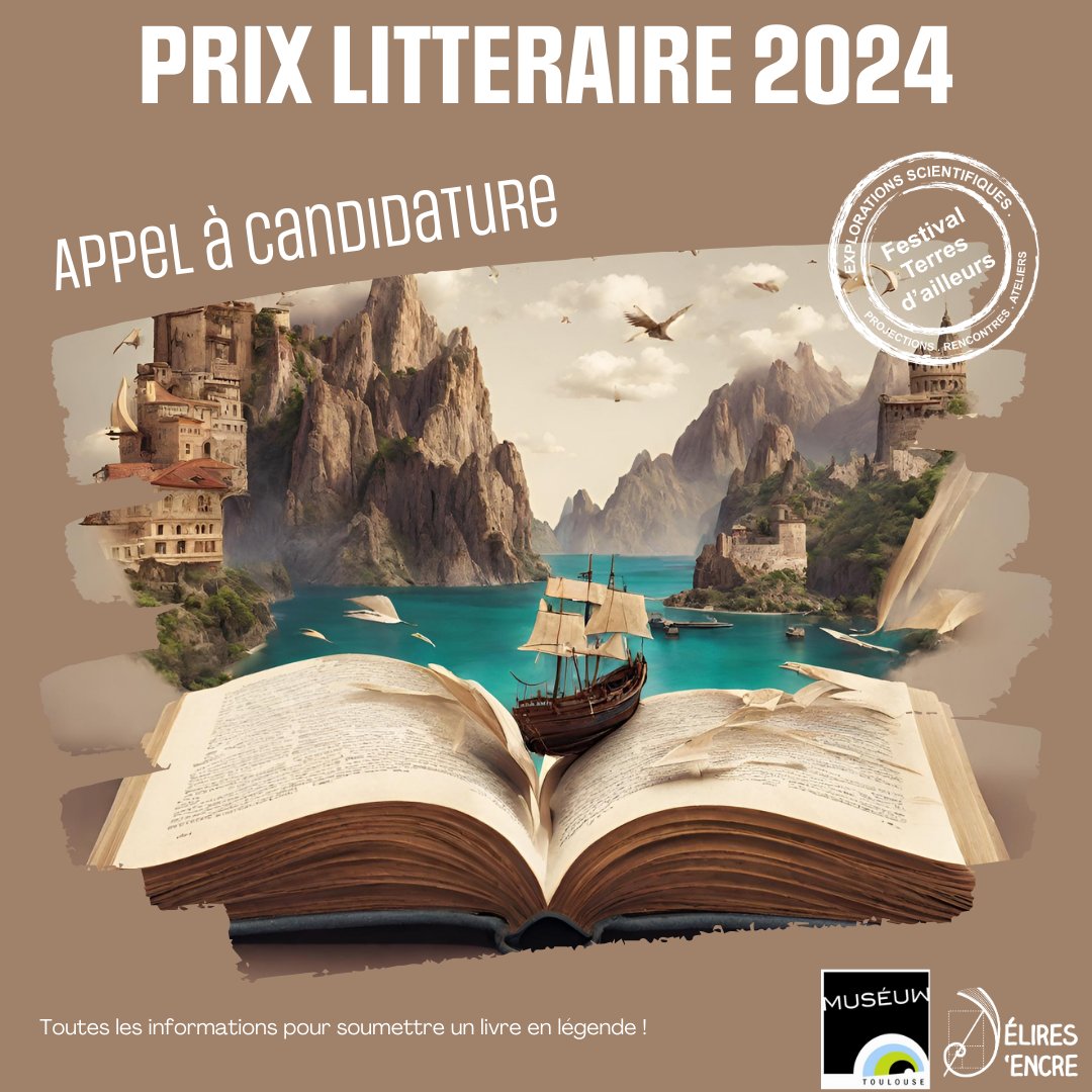 Comme chaque année, le #festival Terres d'ailleurs récompense une autrice ou un auteur pour son récit de #voyages, d’#aventures ou d’#explorations vécus ou racontés. Pour nous soumettre un livre : terresdailleurs.org/contact/ #museumtoulouse #prix #livre