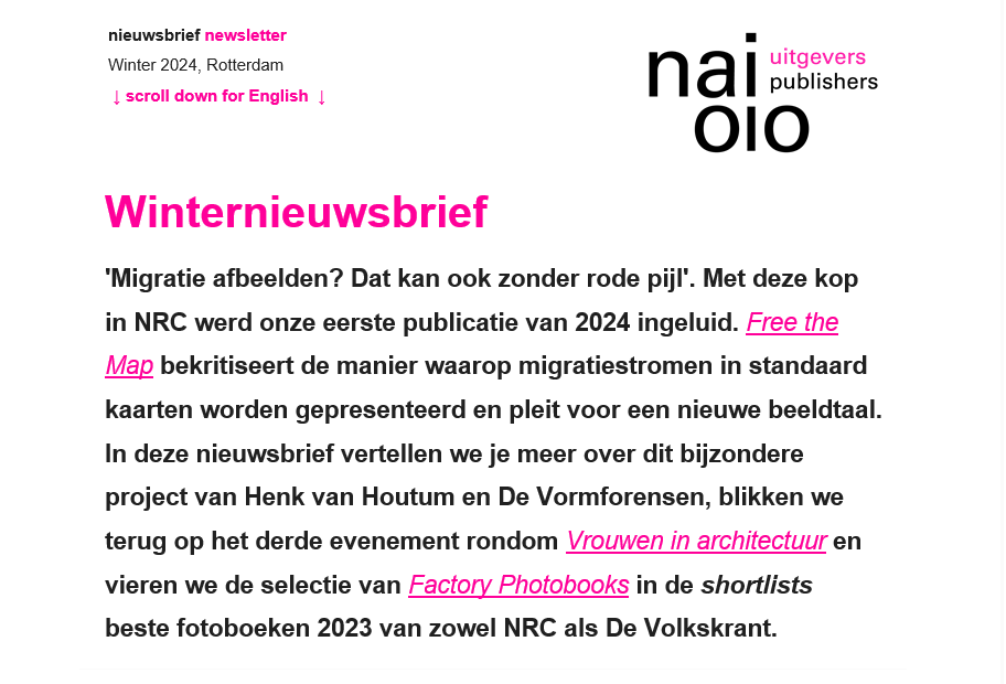 Lees in onze laatste nieuwsbrief alles over de nieuwste publicaties en boekpresentaties: mailchi.mp/nai010.com/win…

Ontvang je onze nieuwsbrief nog niet? Schrijf je dan in! nai010.com/nl/nieuwsbrief