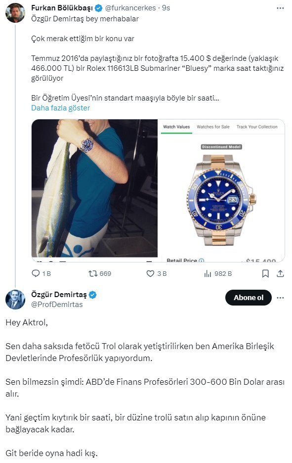 Prof. Dr. Özgür Demirtaş, AKP'li troll Furkan Bölükbaşı'na sapladı.