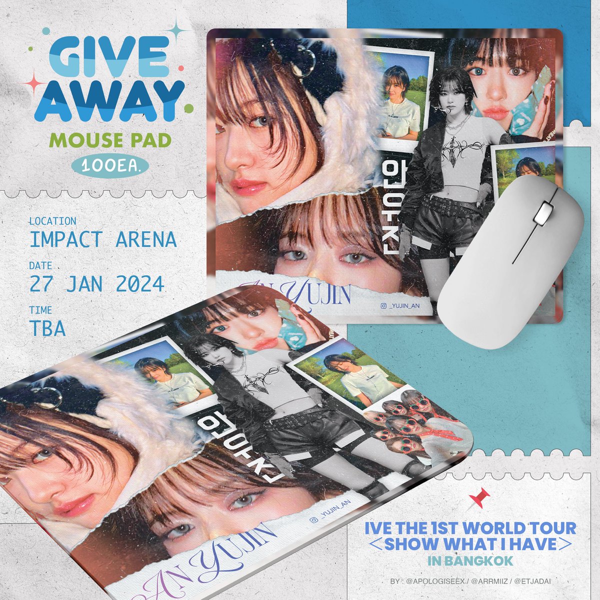 apologiseex's tweet image. - ͙۪۪̥˚┊❛ ⒼⒾⓋⒺⒶⓌⒶⓎ ❜┊˚ ͙۪۪̥◌

📍 𝕀𝕍𝔼 𝕋ℍ𝔼 𝟙𝕊𝕋 𝕎𝕆ℝ𝕃𝔻 𝕋𝕆𝕌ℝ 
＜𝕊ℍ𝕆𝕎 𝕎ℍ𝔸𝕋 𝕀 ℍ𝔸𝕍𝔼＞ 𝕀ℕ 𝔹𝔸ℕ𝔾𝕂𝕆𝕂

🤍 : 𝕄𝕆𝕌𝕊𝔼 ℙ𝔸𝔻
❤️ : 𝟚𝟟 𝕁𝔸ℕ 𝟚𝟜
🩵 : 𝕀𝕄ℙ𝔸ℂ𝕋 𝔸ℝ𝔼ℕ𝔸
⏰ : 𝕋𝔹𝔸

#IVE #IVE #아이브 
#SHOW_WHAT_I_HAVE_IN_BKK