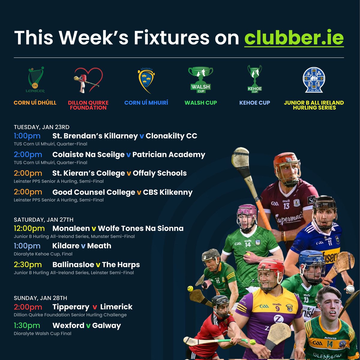 Best of Luck to all our players with the Colaiste na Sceilge Corn Uí Mhuirí Quarter final today against Patrician Academy Mallow. Game will be on Clubber TV