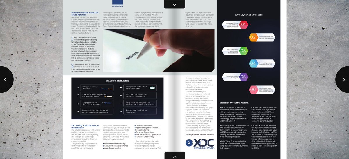 XDC Trade Network - A timely solution in International Trade Finance, addressing all the known pain points of cross-border trade. @XDCTradeNetwork featured in the @iccwbo 's recent magazine 'Trade for Prosperity': cloud.3dissue.com/176015/176404/… #MLETR #GlobalTrade #XDC