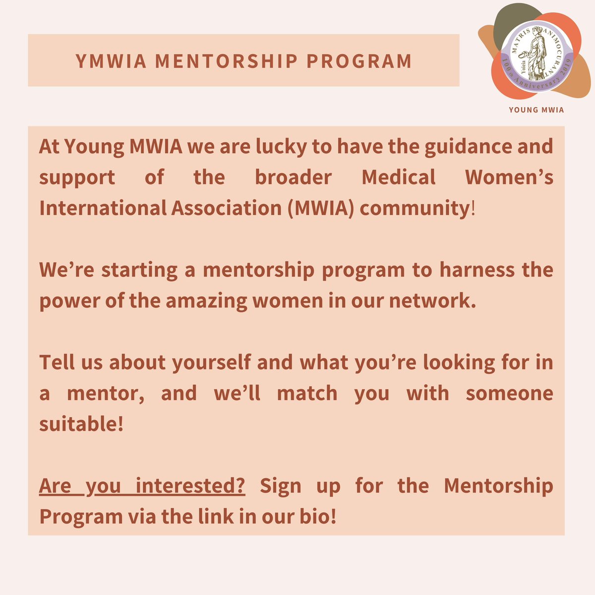 MWIA is filled with accomplished and wonderful medical women from around the world, working in a wide range of medical disciplines! Join our YMWIA mentoring program to harness their wisdom 💗 Sign up here: linktr.ee/youngmwia