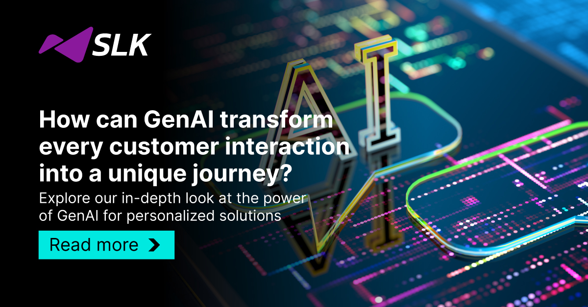 Check out our article on harnessing GenAI for hyper-personalized experiences. From data strategies to ethical AI, we've got the insights you need: slksoftware.com/blog/genais-im…

#GenAI #CustomerEngagement #EthicalInnovation #DigitalTransformation #BusinessReimagination #SLK