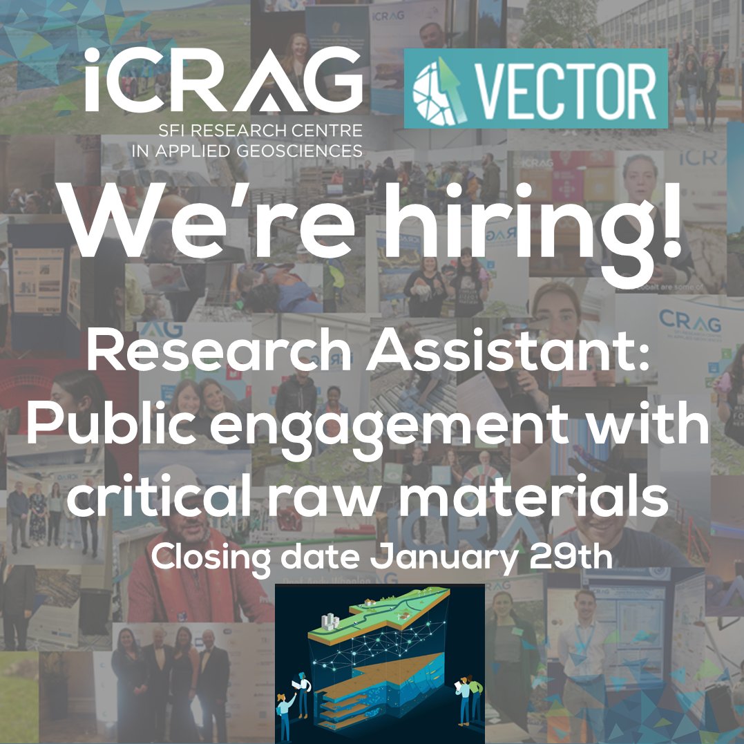 We're #hiring!  We are seeking a Research Assistant to conduct research on public engagement with critical raw materials in the context of Europe’s Green Deal. Closing date is January 29th. Details: icrag-centre.org/about-us/vacan… #scicomm