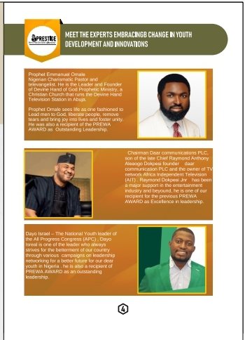 Charlesliberty7's tweet photo. Just in.

Inside Prewa Leadership and Youth Magazine Meet PREWA AWARDS Recipients.
Dr, prophet Emanuel Omale.
Founder, Devine Hand of God Prophetic Ministries.
Raymon Dokpesi Jnr.
Chairman, Daar Communications PLC, AIT.
Dayo Israel .
National Youth Leader of APC. https://t.co/ZdIbiXT1L0