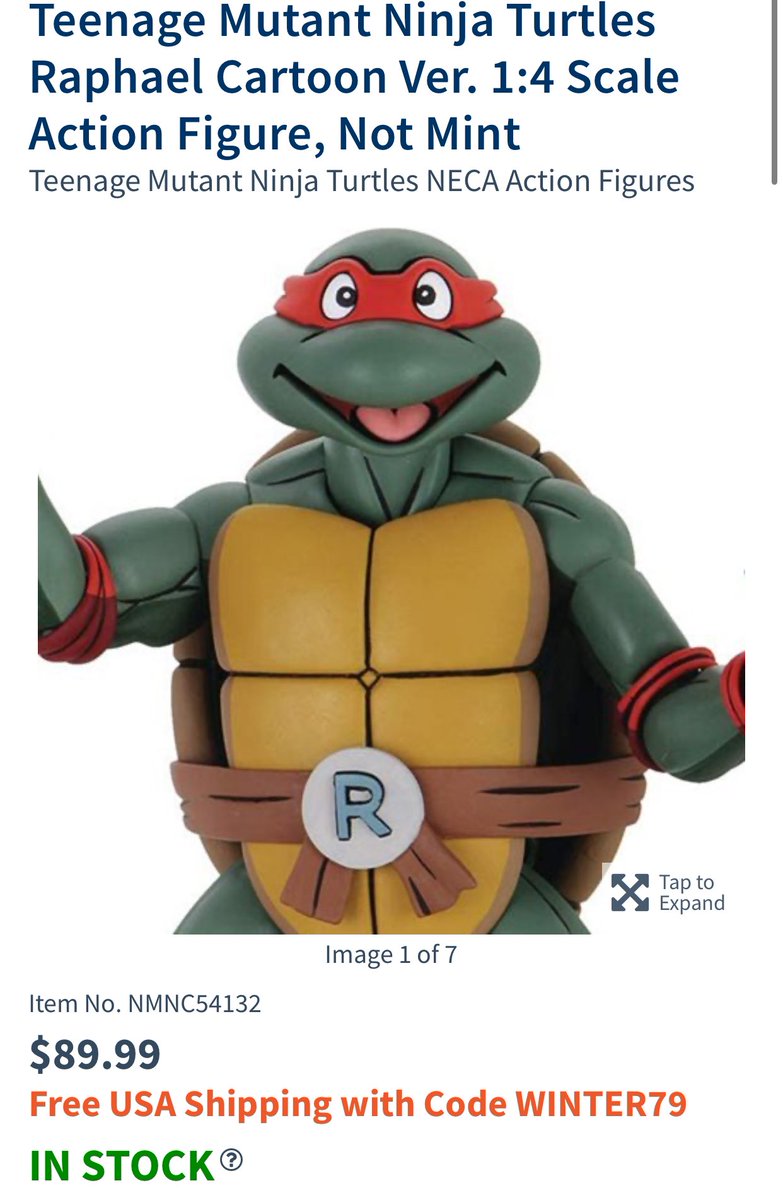 EE has some (Not Mint) 1/4 Toon Raph up for grabs. ($89.99) Code: TMNTLair for an additional 10% off plus FREE SHIPPING 

ee.toys/XMCPCQ

#TurtleLair #NecaTMNT
#teenagemutantninjaturtles
