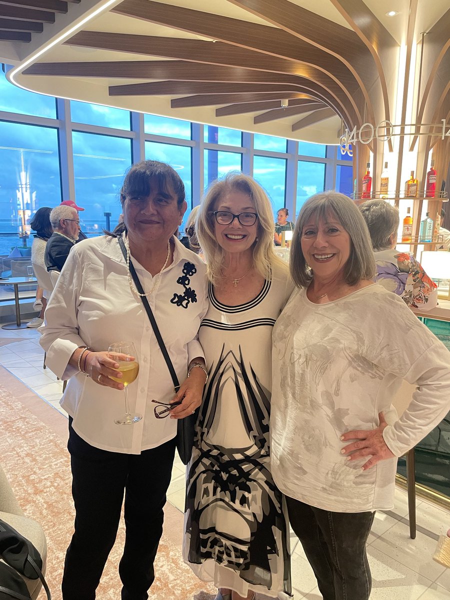 gloriabohan's tweet photo. Feeling on top of the world aboard #ICON of the SEAS, largest ship in the world with my incredible senior staff. Lydia on my right and Suzie. It’s endless discovery! https://t.co/NvyJQZaDCf