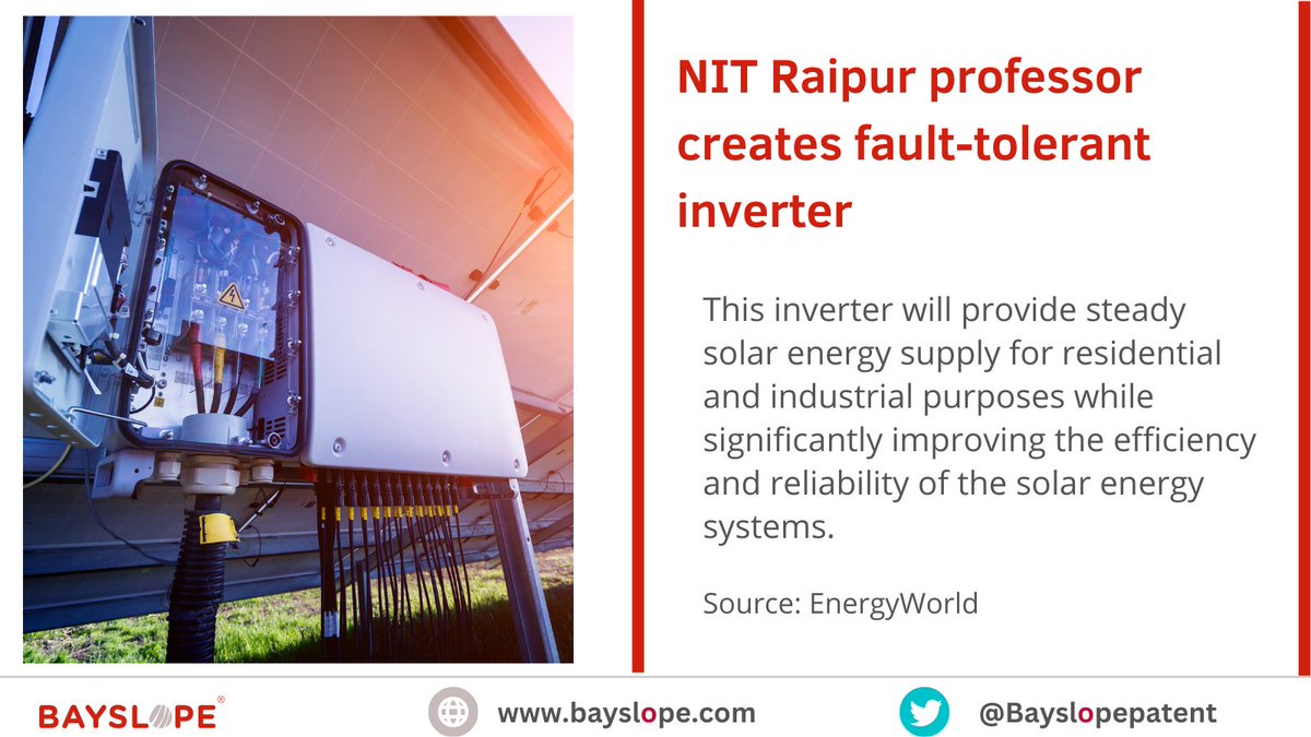 Bayslopepatent's tweet image. NIT Raipur professor creates fault-tolerant inverter.
 
 #NITRaipur #InverterPatent #EngineeringBreakthrough #ProfessorInnovation #FaultTolerantTech #PowerInverter #TechPatents #AcademicInnovation #EnergyEfficiency #TechDevelopment #InverterTechnology #EducationalExcellence