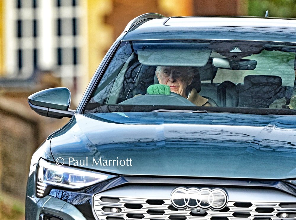 King Charles III driving his Audi near Sandringham before undergoing treatment for an enlarged prostate later this week #kingcharlesiii #kingcharles #monarch #royalfamily #royalty #theking #canonr5 #canonuk #canoncameras #thebppa #newsphotography #picoftheday #potd