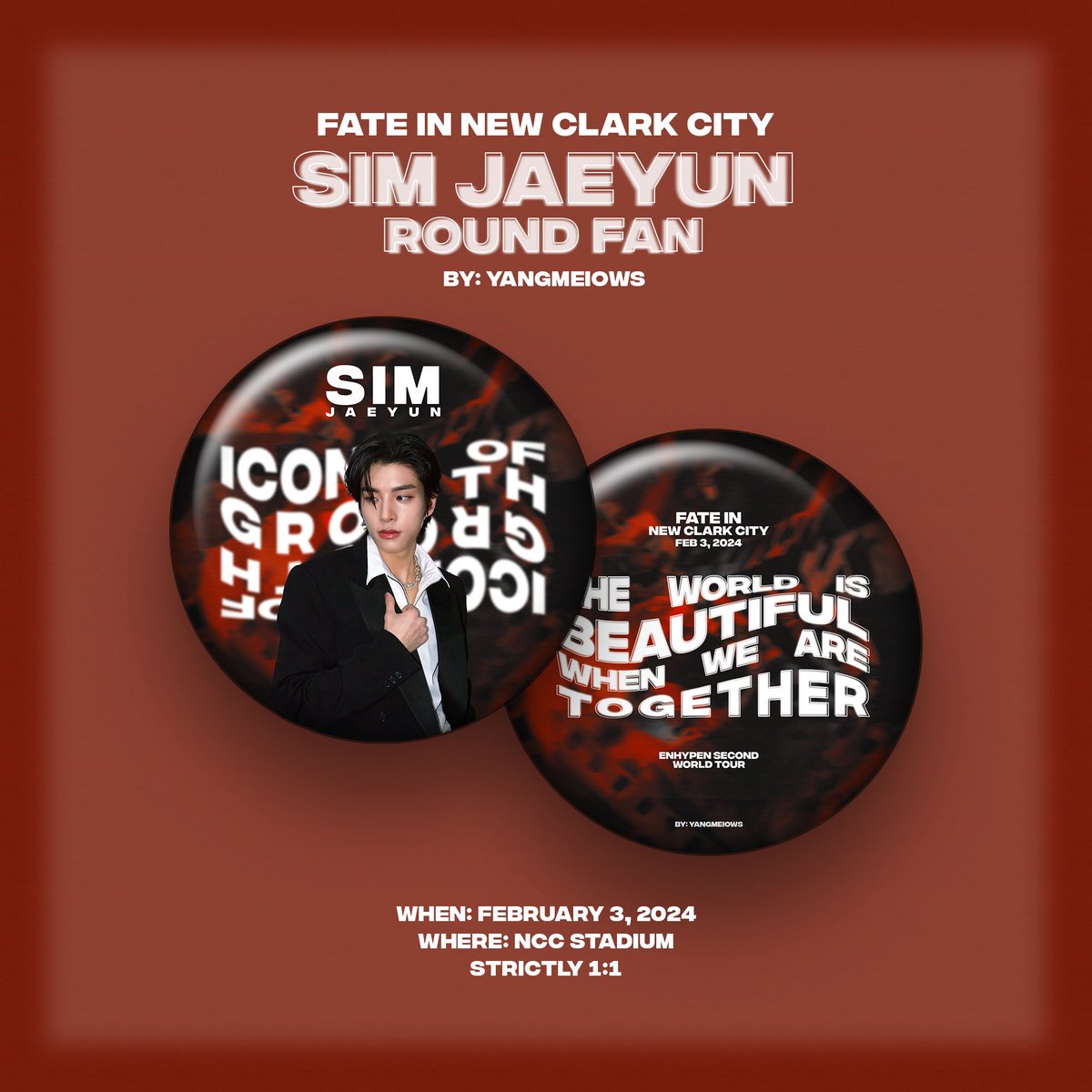 🏵 Fate in New Clark City Freebies 🏵
from yangmeiows 

jaeyun hand fan 

✨️ show this tweet on dday
✨️ follow is optional
✨️ like and rt to spread
✨️ 1:1 ratio
✨️ time and loc: tba 

Tayo na at mabaleew ka jake!

#FATE_IN_NEWCLARKCITY