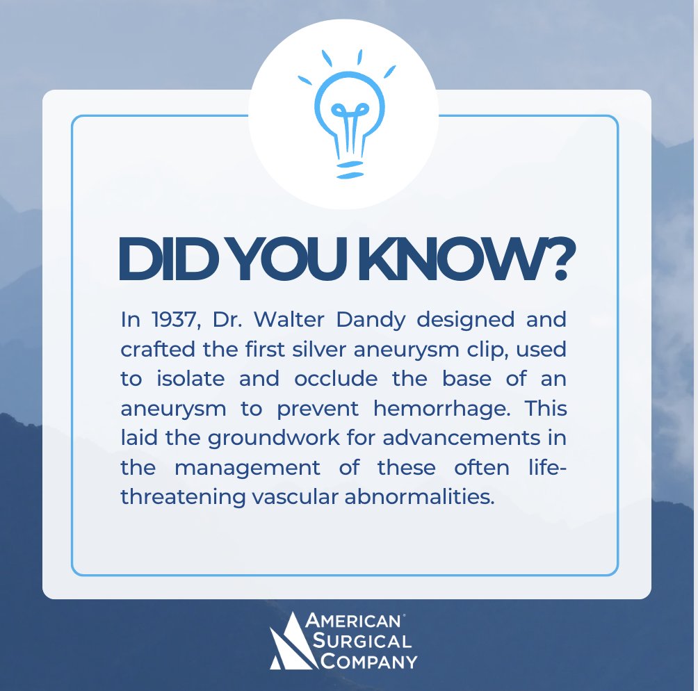 ASCsurgical's tweet image. Neurosurgery is constantly pushed to new heights by doctors like Walter Dandy who pioneer the way. Have an idea for a product? Let us help you make it a reality. #neurosurgery #pushingtheboundaries #pioneer #ASC #surgery #medicine #neuro #brain #brainsurgery #products