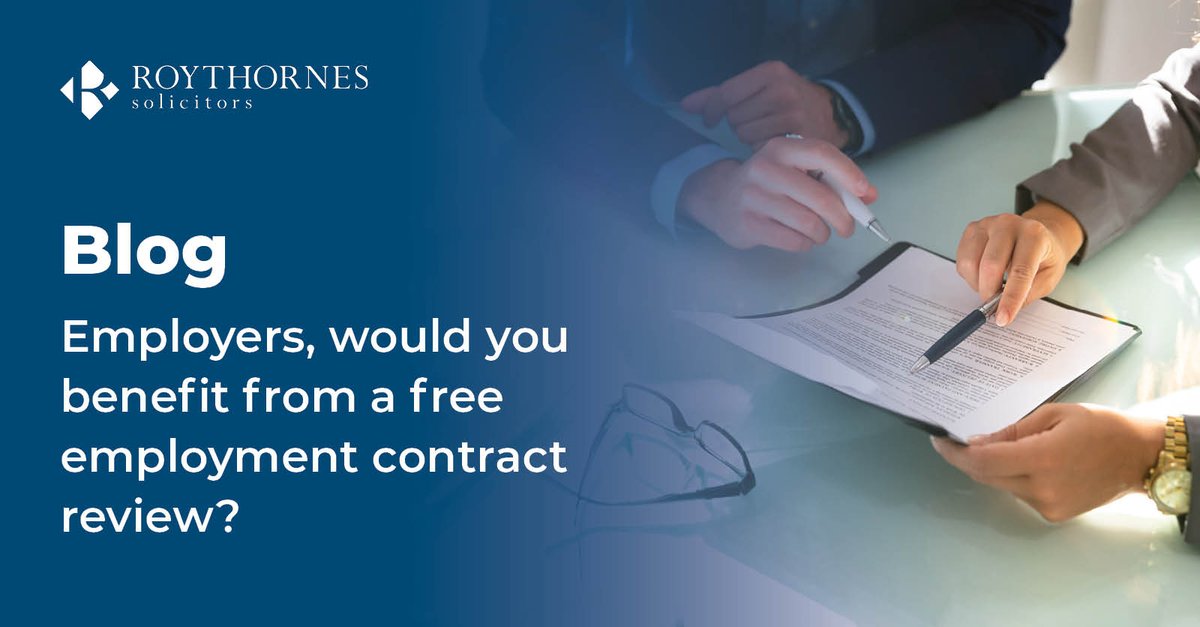 📣 For a limited time only, Roythornes are offering free #employment contract reviews for employers! We will check your template #contracts and let you know if they are compliant with the updated legislation. Find out more information here ➡️ ow.ly/QqHj50QsZLm