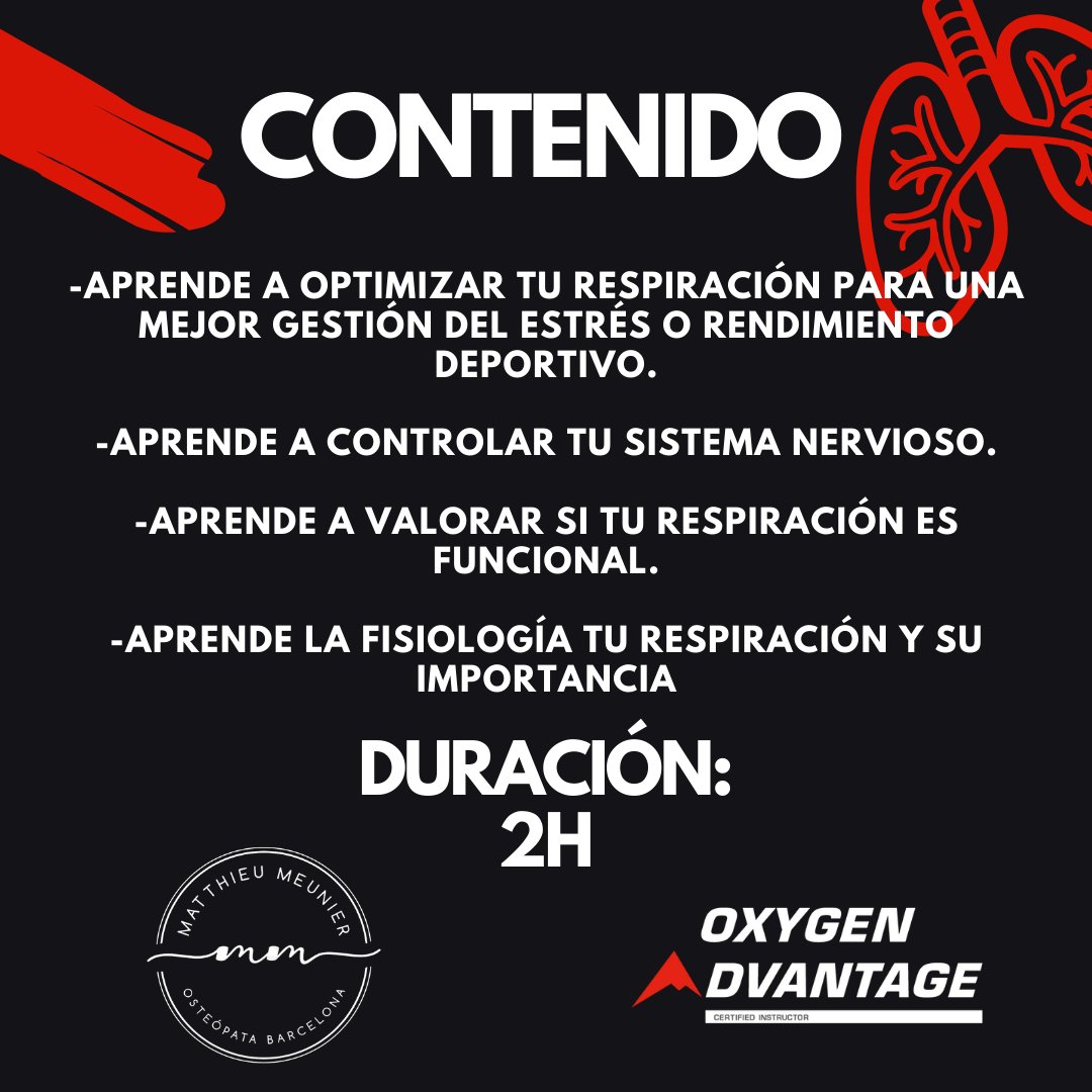eosteopata's tweet photo. Aprende a respirar de manera más eficiente en el Mandarin Oriental Barcelona.
Comprender cómo la respiración afecta a tu cuerpo y tu mente
Practicar técnicas de respiración para reducir el estrés
Mejorar tu rendimiento deportivo
 Inscripciones:
 WhatsApp al número 626 945 259. https://t.co/8KX3FjqYH1