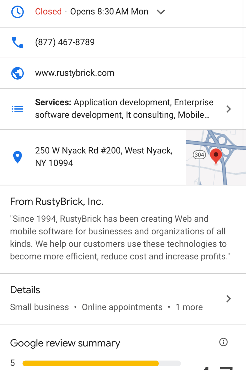 rustybrick's tweet photo. ICYMI: Google tests new local profile listing design  https://t.co/rStBBO2MXG https://t.co/s4crJcKS77