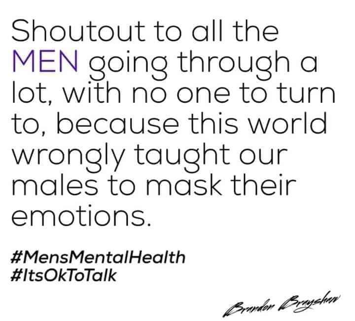 #ItsOkToTalk 
#MensMentalHealth
#ItsOkToCry
#StrongerTogether 
🤗🤗🤗🤗