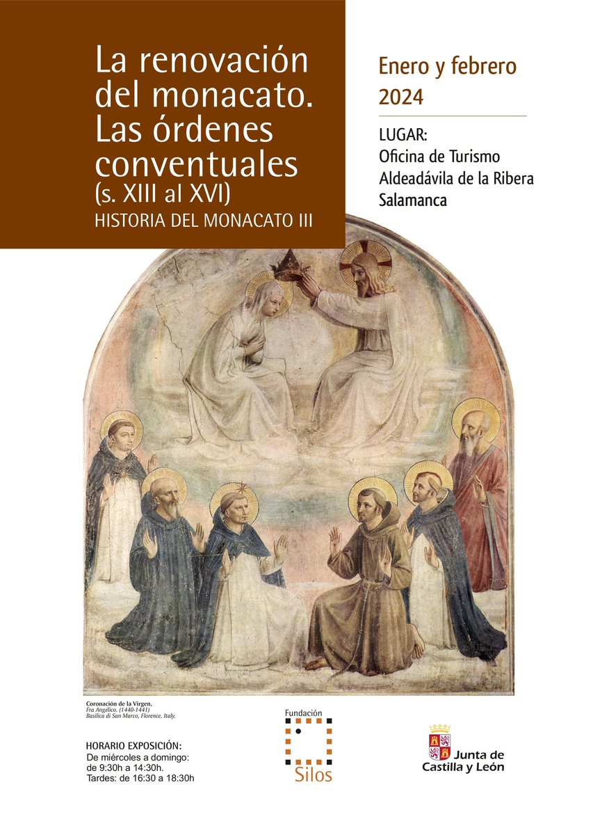 Ya está disponible en la oficina de turismo la primera exposición de este 2024:

📜 "La renovación del monacato. Las órdenes conventuales (s.XIII a s.XVI)" 

ℹ️Disponible los meses de enero y febrero en horario de apertura de la oficina de turismo, ¡Te esperamos!😊