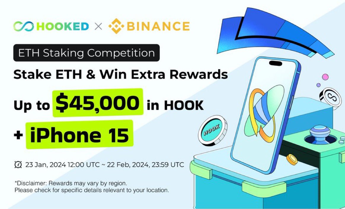 #Hookedfrens #HookedonEvent

🚀 LIVE NOW!
Hooked X @binance ETH Staking: Redefining what it means Web3 mastery journey!
💪Hooked and Binance Stake your ETH now to seize the opportunity of sharing $45,000 in HOOK Locked Products & iPhone 15!
@HookedProtocol