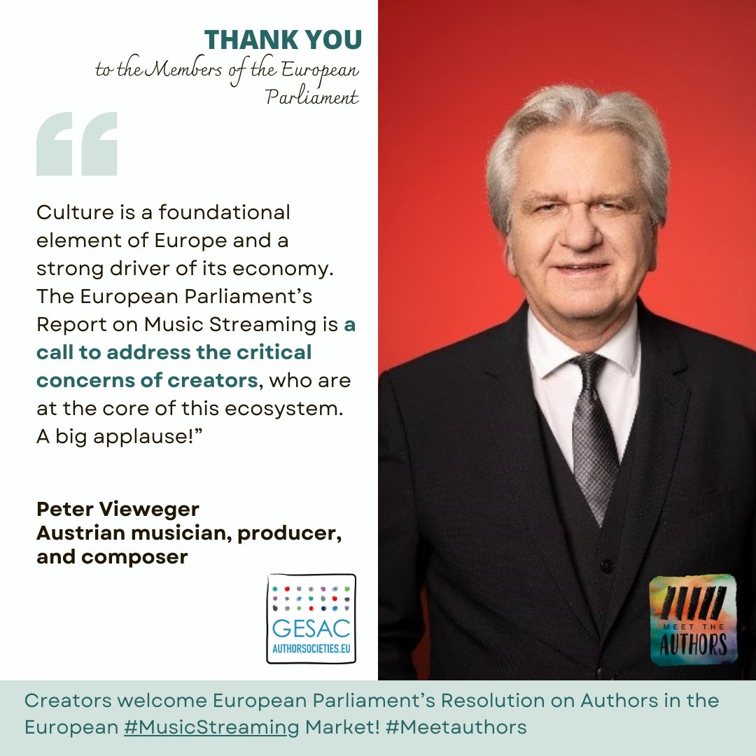 A big applause to the <a href="/Europarl_EN/">European Parliament</a> ! #MusicStreaming <a href="/HannesHeide/">Hannes Heide</a> <a href="/othmar_karas/">Othmar Karas</a>  <a href="/EPCulture/">CULT Committee Press</a> @Ibangarciadb