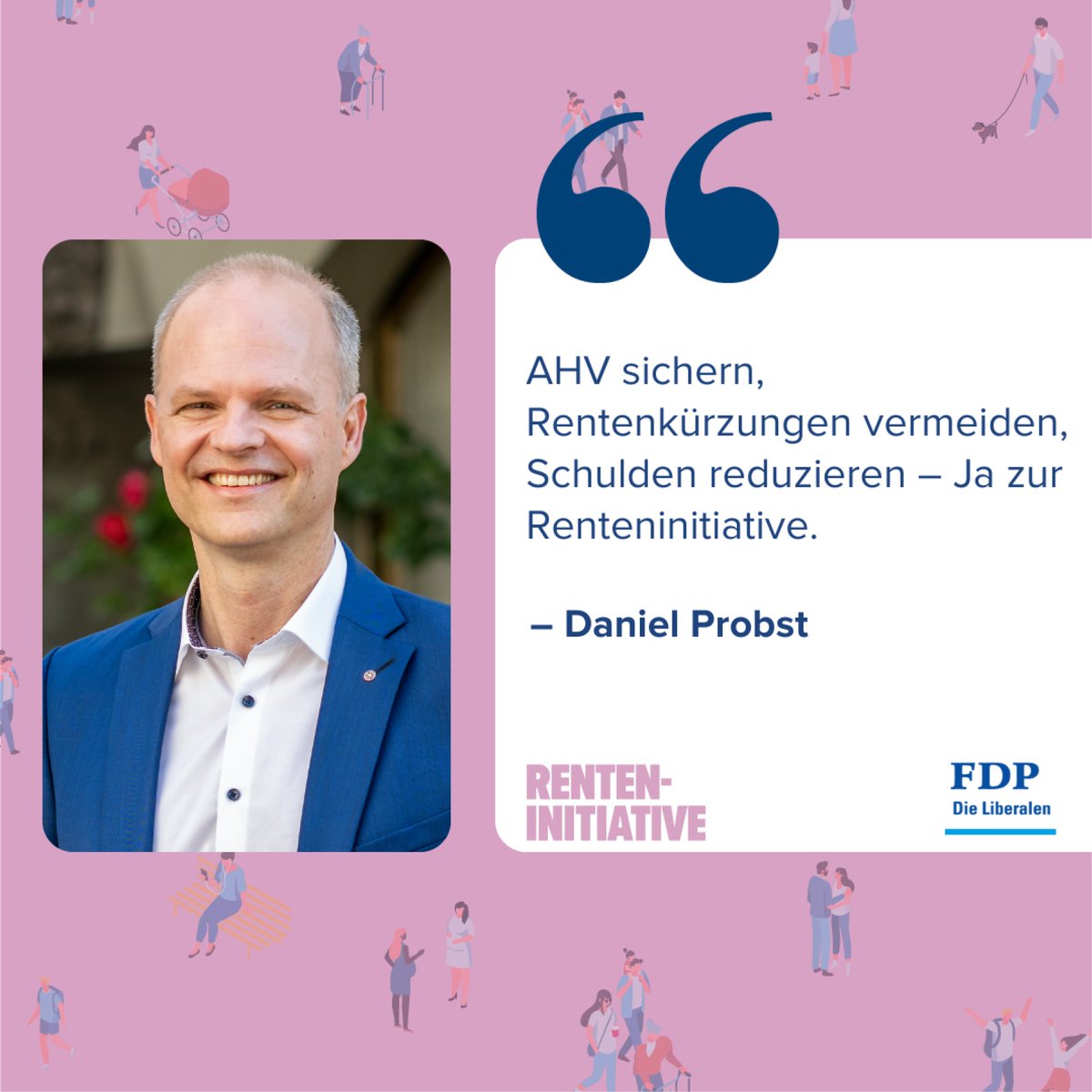 fdp_solothurn's tweet photo. Unser Kantonsrat, Daniel Probst, setzt sich für die nachhaltige Sicherung unserer #AHV ein - ohne Rentenkürzungen und Schulden für die nächsten Generationen 💪

Am 3. März JA zur #Renteninitiative.

#fdpsolothurn #abstimmungen24 #rentensichern #ahvretten @RentenVI https://t.co/K3Ol8iNJiW