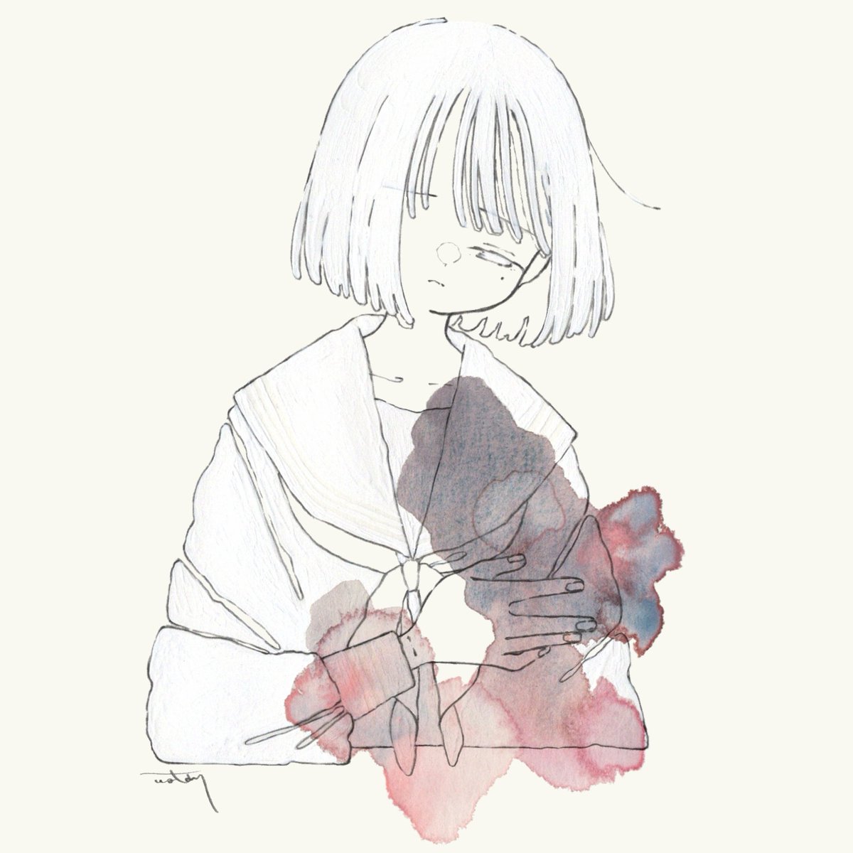 「#正直に言いますフォローしてほしいです  水彩や色鉛筆で少女の感情を描いています」|watariのイラスト