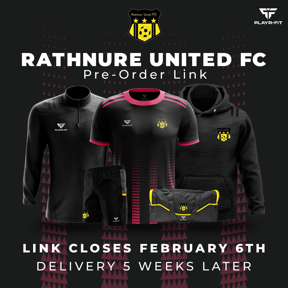 Our Playr-fit club shop has reopened due to popular demand before Christmas. The shop will be open for 2 weeks until Tuesday February 6th at which point there will be no more orders taken

Be sure to check out the link below to get yourself some club gear

playr-fit.com/rathnure-unite…