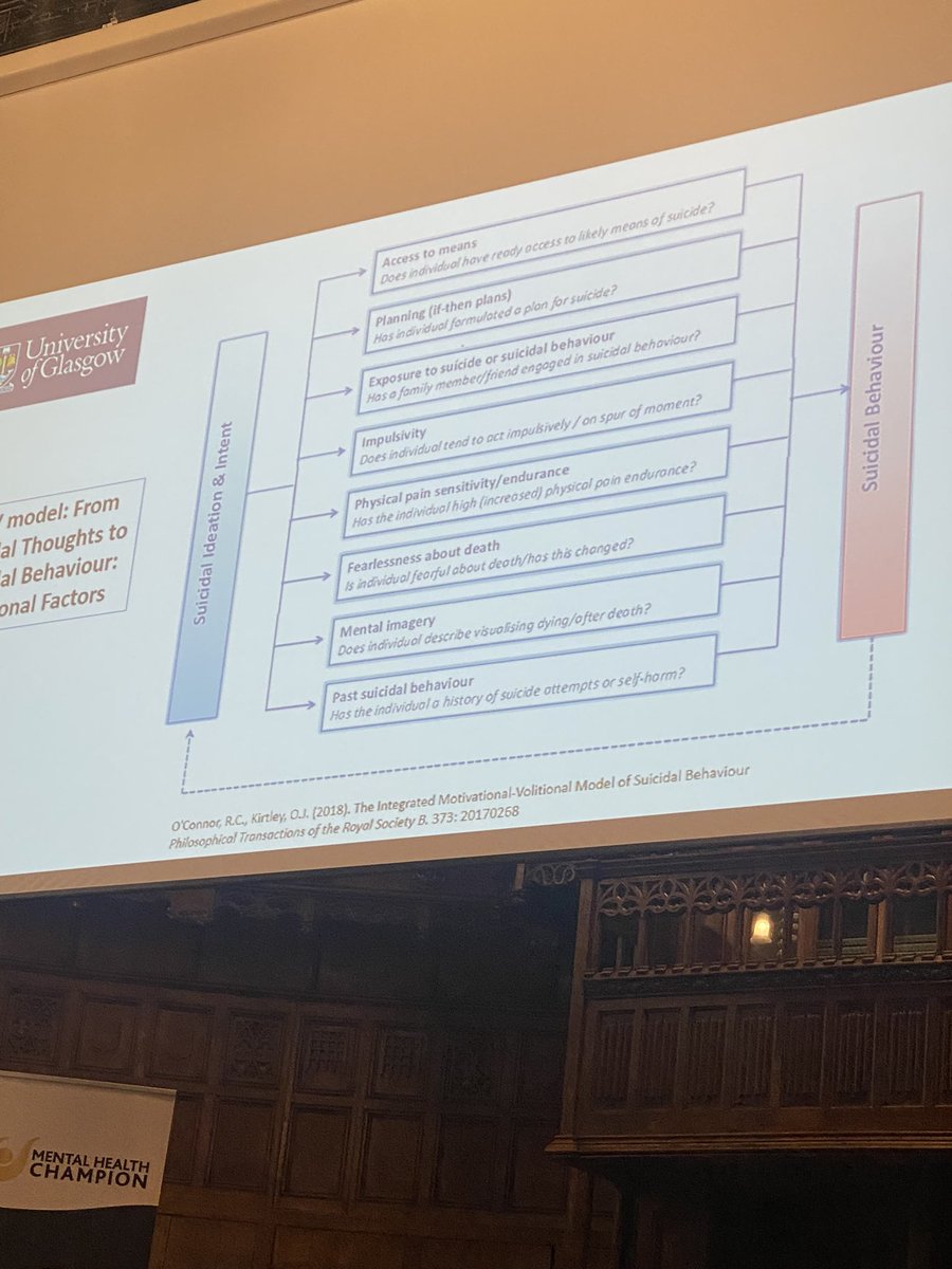 Professor Rory O Connor talks through the 8 factors which can contribute to someone crossing the precipice from suicidal thoughts to the suicidal act @suicideresearch @MHC_NI