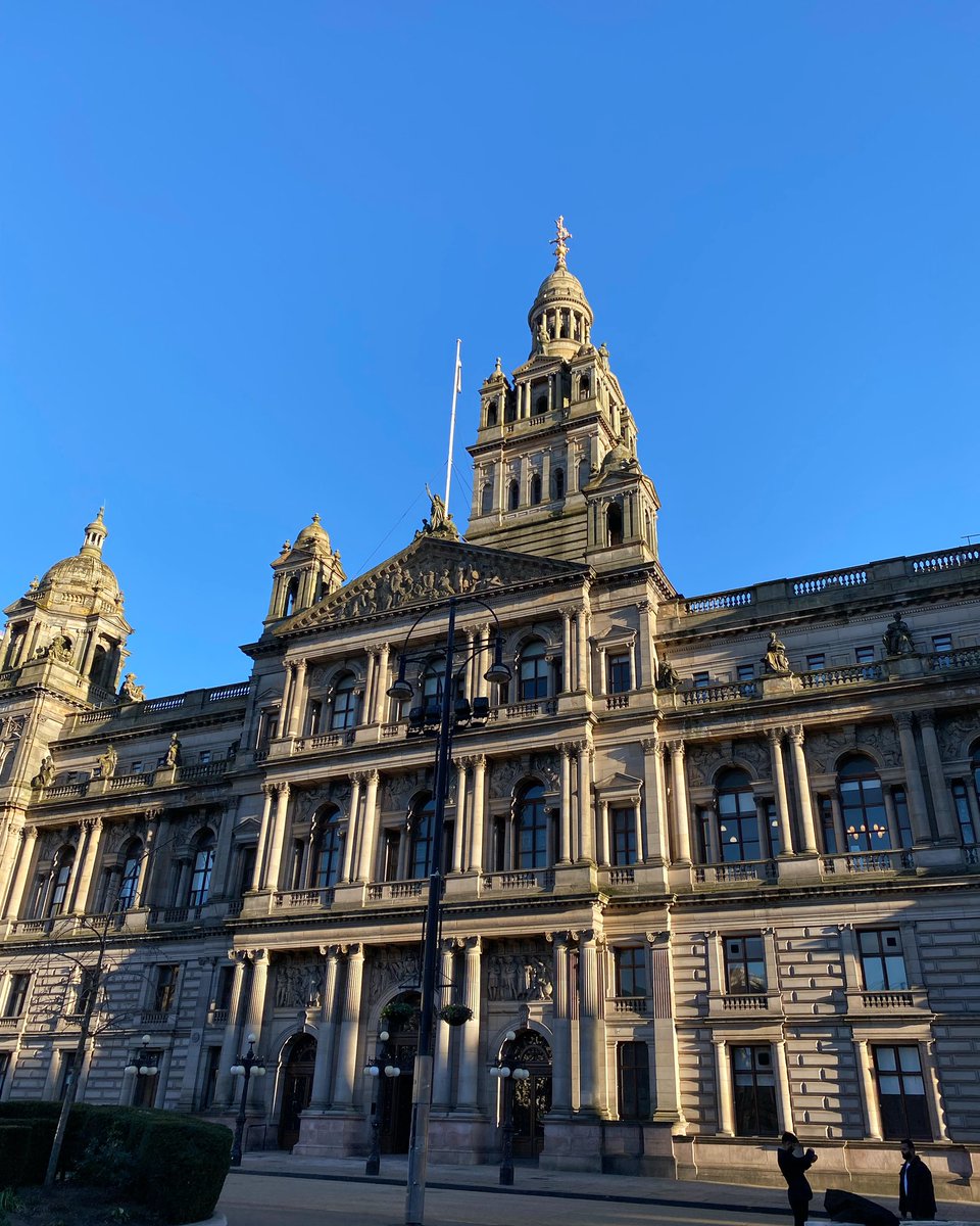 Tonight's Lord-Lieutenant's Awards at @GlasgowCC have been cancelled due to the bad weather. This dazzling photo of the City Chambers from last week couldn't be further from today's conditions. Wishing all our guests a safe evening.