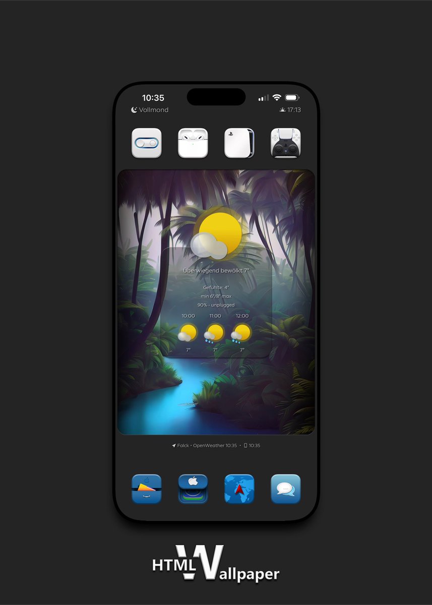Today with #HTMLWallpaper Credits @TeboulDavid1 for the wallpaper and @kleinmone for the weather icons. @thewaytozion #NoJailbreak #iOS17