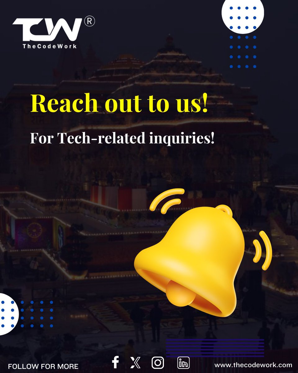 thecodework's tweet image. Looking for Technology Implementation for Business?
Reach out to us! @thecodework
#ayodhyarammandir #thecodework #TrendingNow