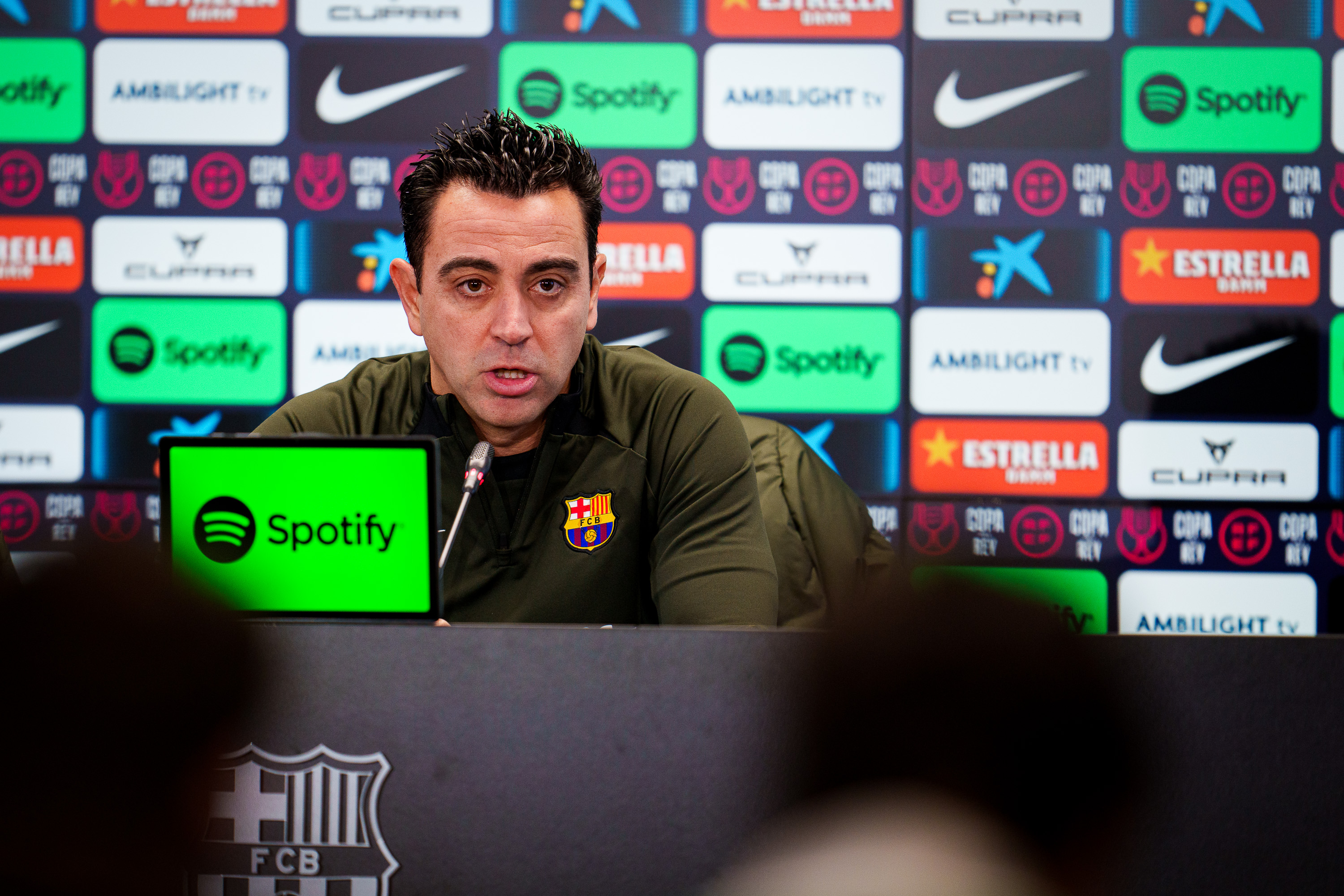 Xavi Hernández en rueda de prensa. 