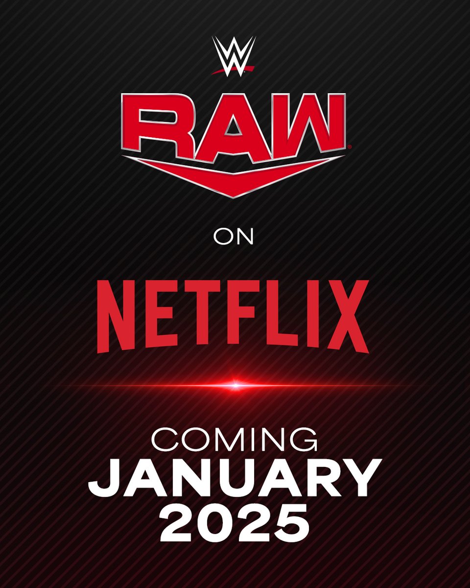 WWE Raw is coming to Netflix!

Starting in January 2025, @Netflix will exclusively stream #WWERaw (in the US, Canada, UK, &amp; Latin America) every single week, all year long! ms.spr.ly/6016iQs20