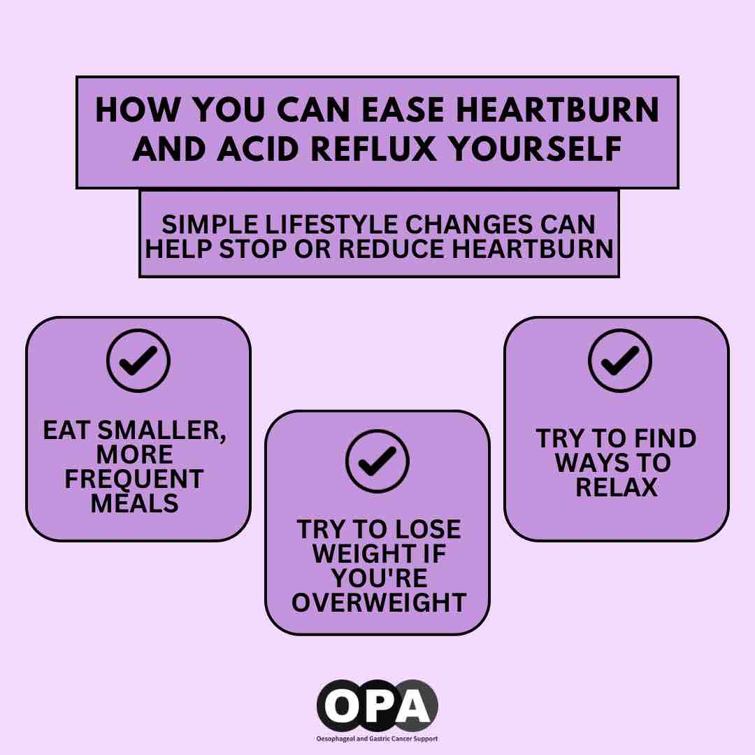How to ease heartburn and acid reflux yourself! 

#opa #cancer #charity #OesophagealCancer #GastricCancer #awareness #AcidReflux #GORD #donate #OesophagealCancerAwareness #GastricCancerAwareness #AcidRefluxAwareness 

This information is extracted from NHS.