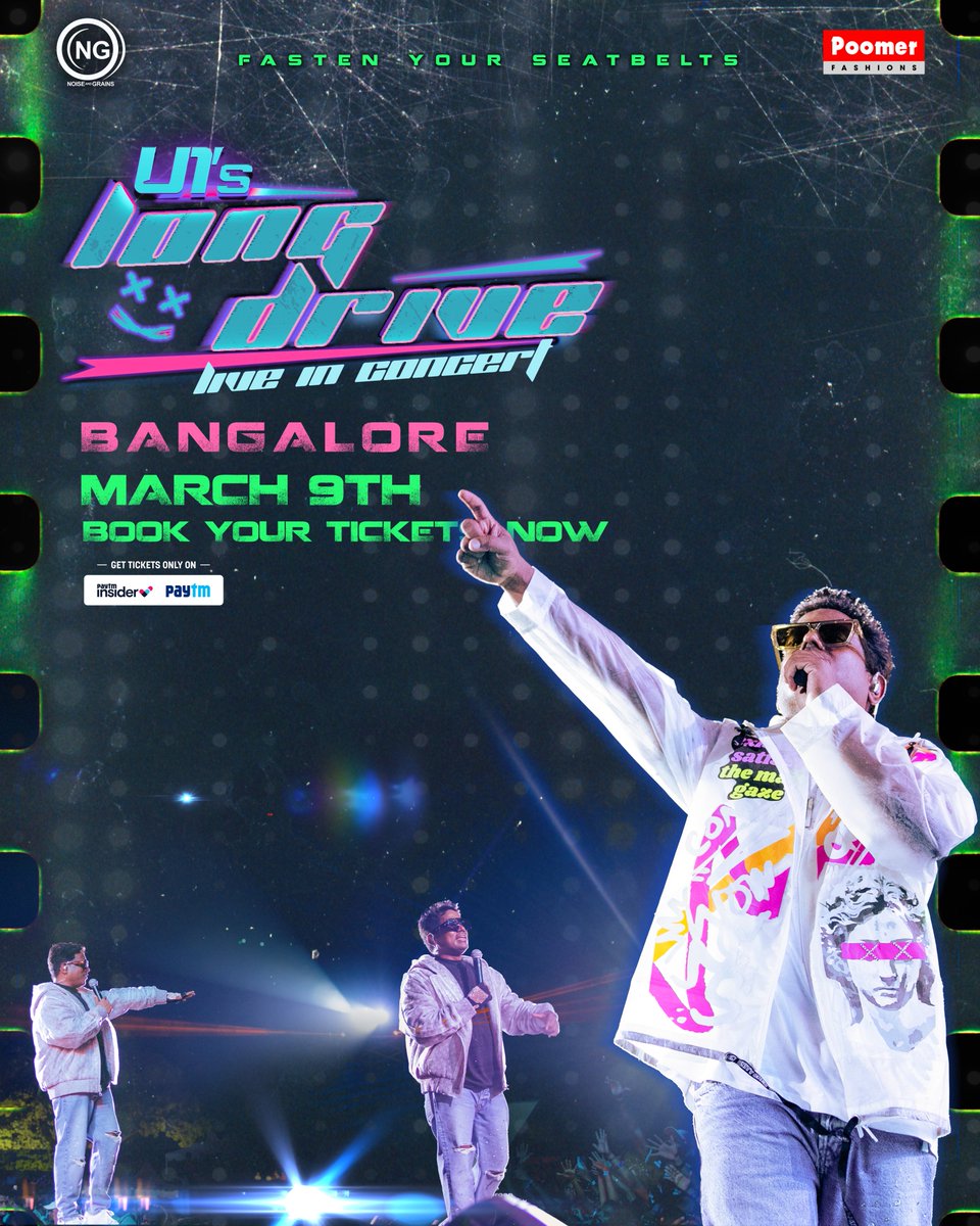 Fasten your seat belts Bangalore!💺 The tickets are out now! 🎫 “U1’s Long Drive - Live In Concert, Bangalore” 🚙🛣️ 🎹 See you guys on 9th March 2024 Book your tickets 🎫 - bit.ly/U1BLR *Venue to be announced soon @thisisysr @noiseandgrains @karya2000…