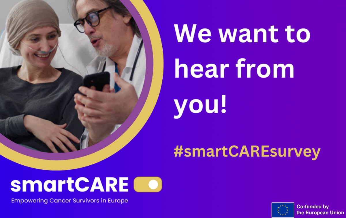 📝💬#EUsmartCARE wants to hear from cancer survivors and caregivers across 🇪🇺
📨Please share the user-needs survey to improve their health & wellbeing: bit.ly/3t1hIdU
 
👉 Respondents are eligible for free virtual registration to the 2024 #EuropeanCancerSummit